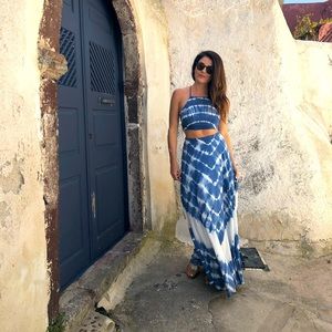 TWO-PIECE, TIE DYE MAXI SKIRT AND CROP TOP
